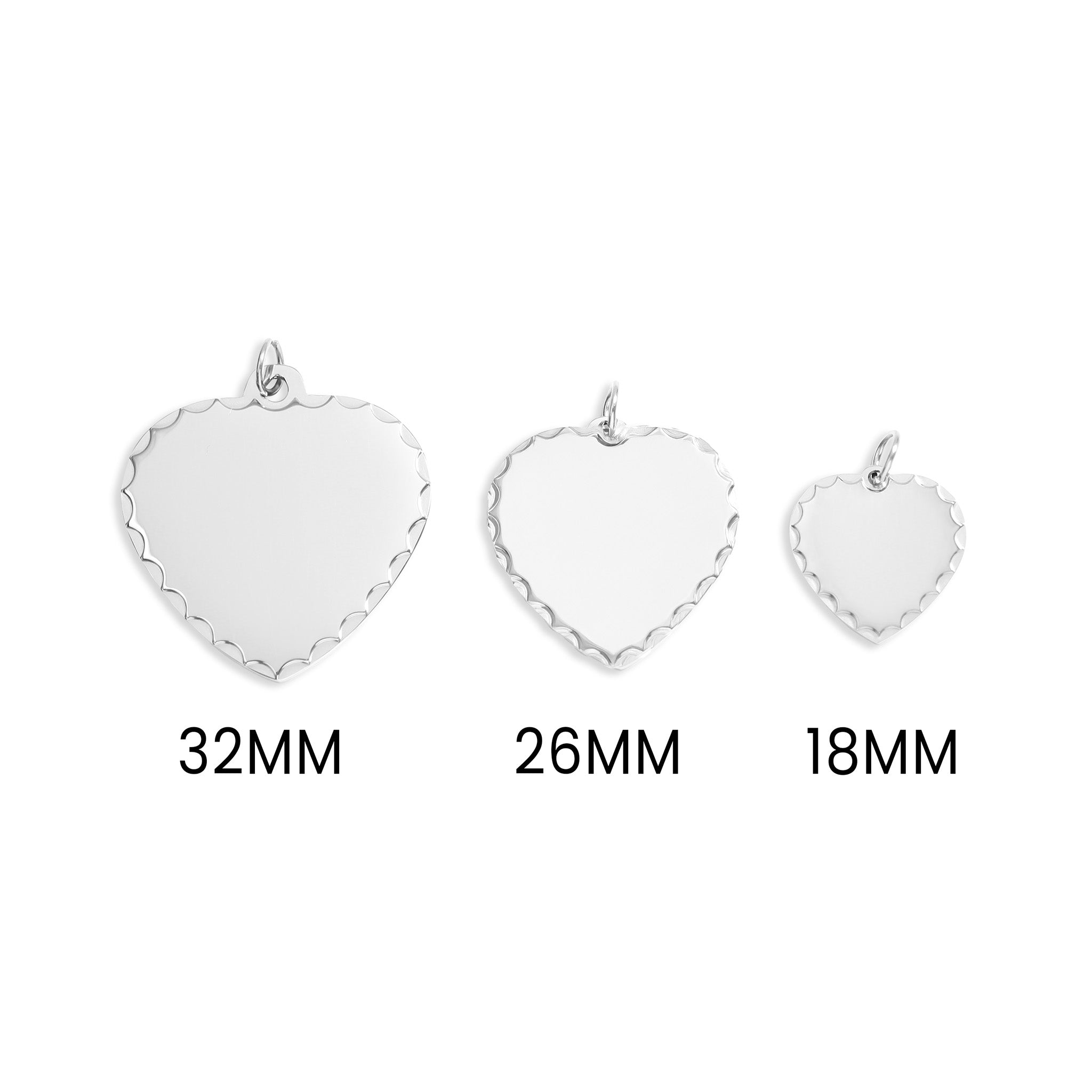 18K Gold PVD Stainless Steel Scalloped Edge Blank Heart Pendant