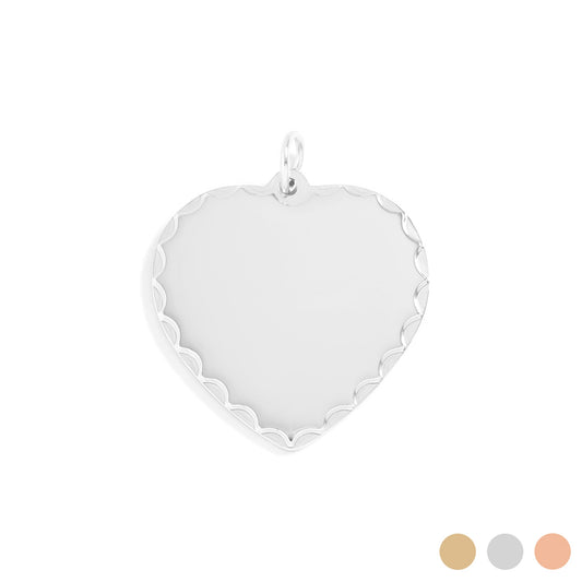 18K Gold PVD Stainless Steel Scalloped Edge Blank Heart Pendant