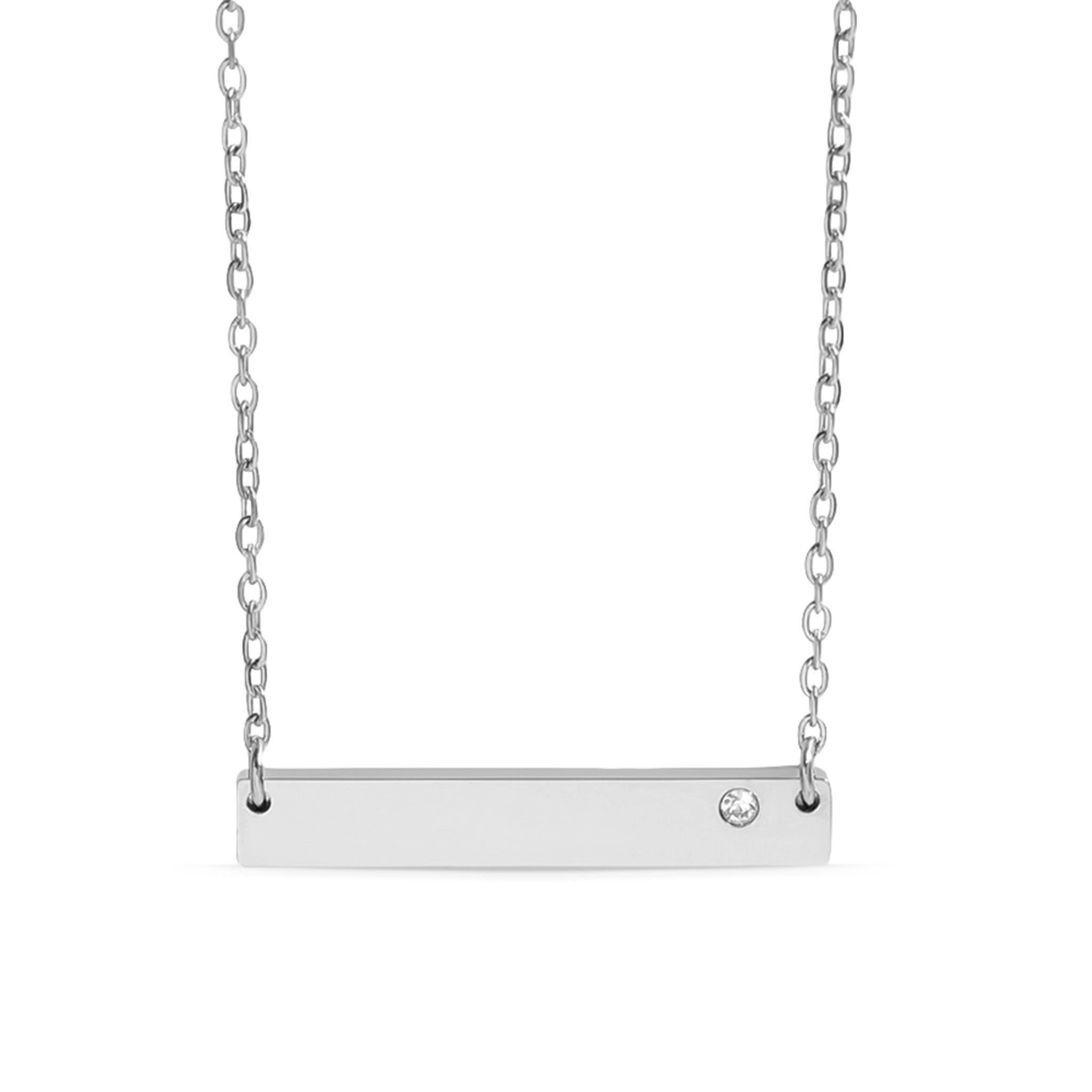 Stainless Steel Bar Birthstone Necklace