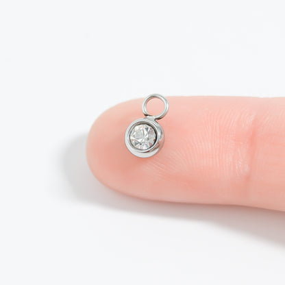 Stainless Steel Clear CZ Charm