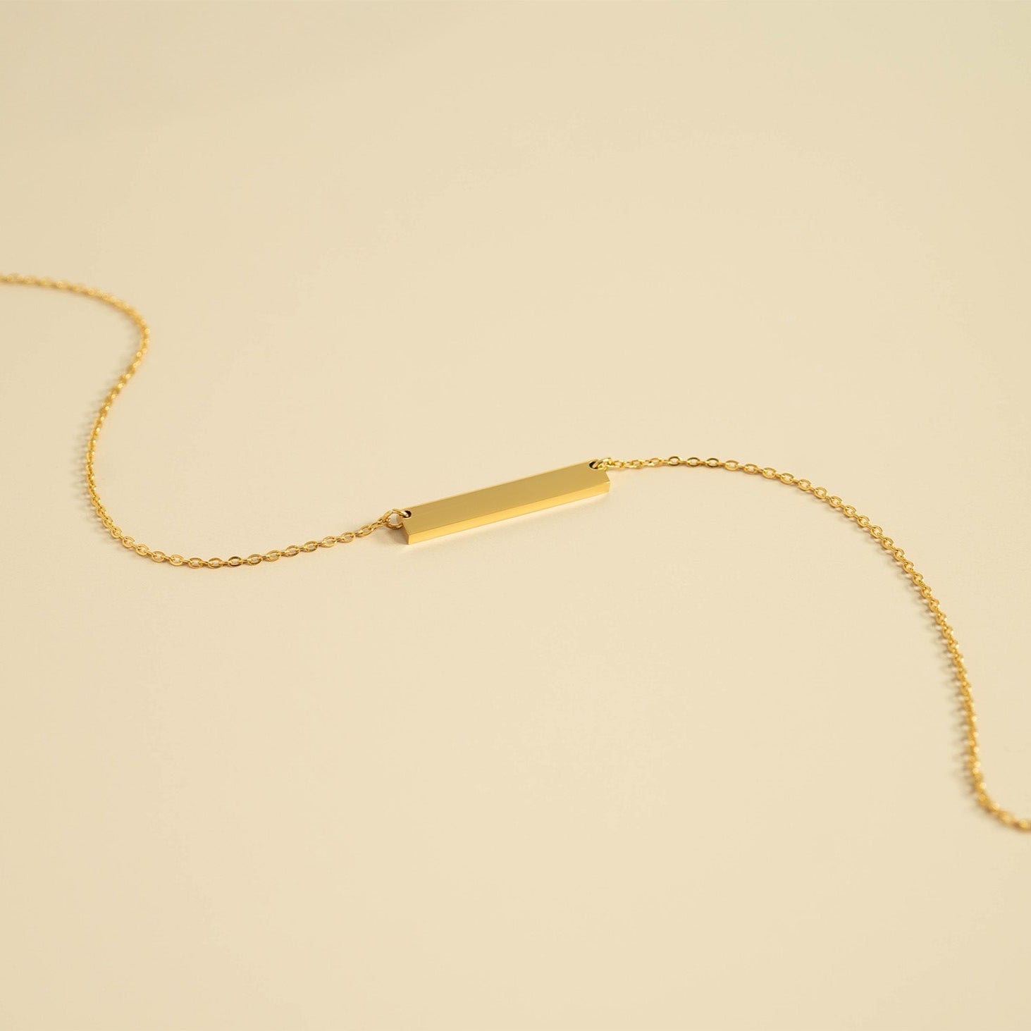 18K Gold PVD Stainless Steel Blank Bar Necklace