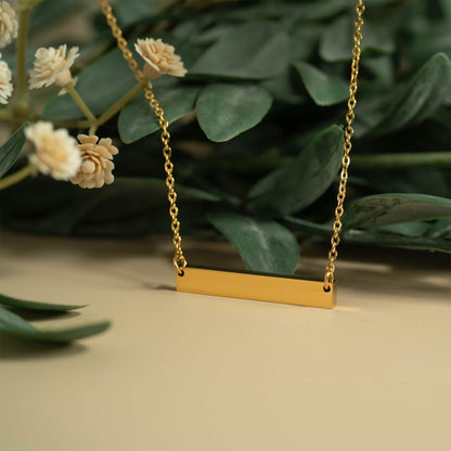 18K Gold PVD Stainless Steel Blank Bar Necklace