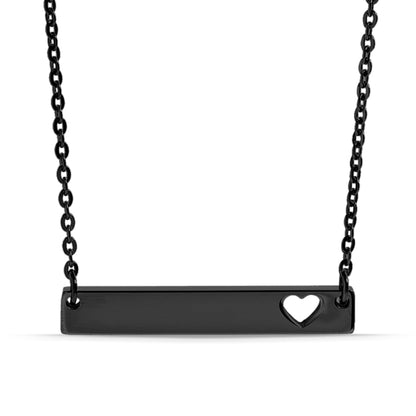18K Gold PVD Blank Cutout Heart Bar Necklace