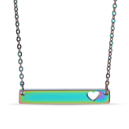 18K Gold PVD Blank Cutout Heart Bar Necklace