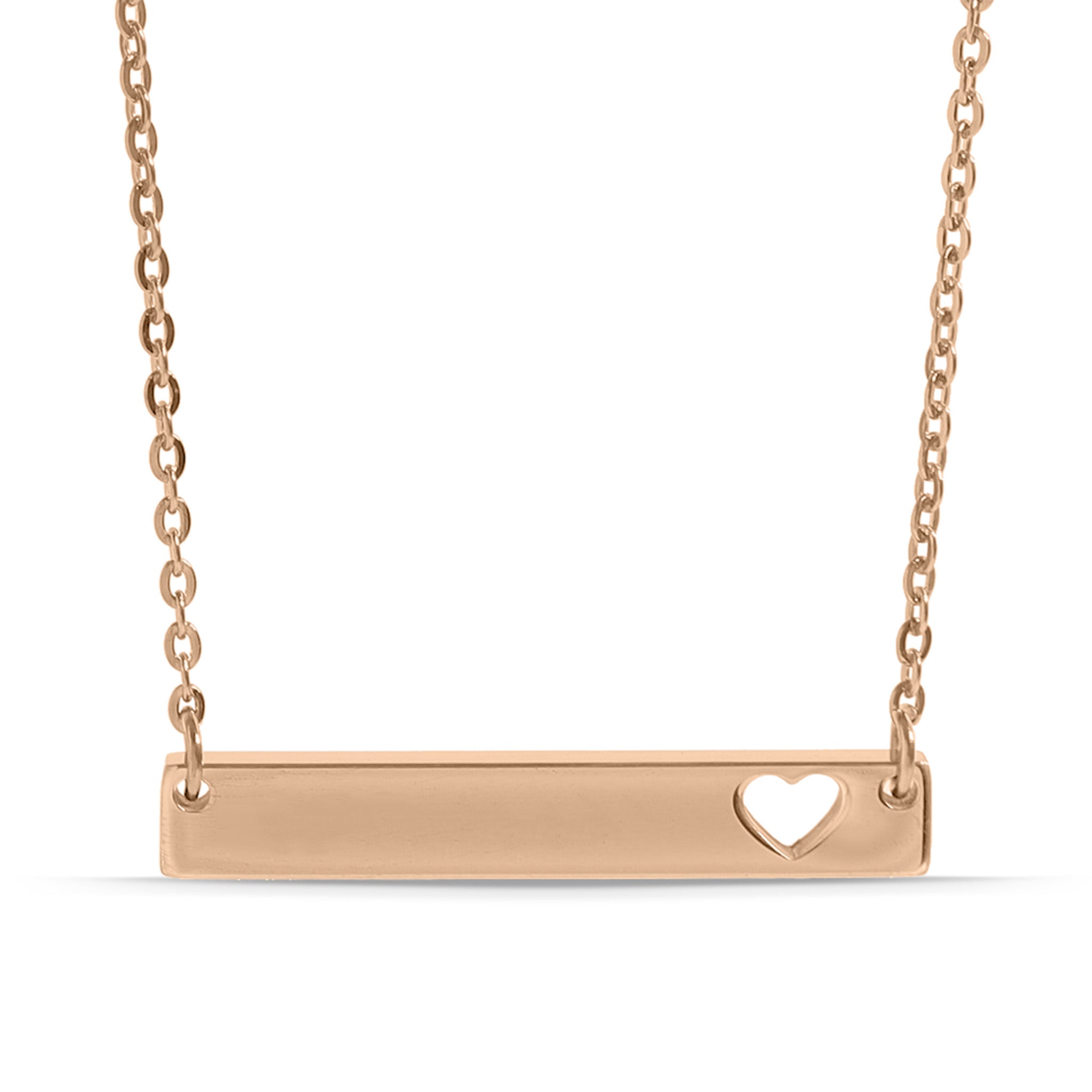 18K Gold PVD Blank Cutout Heart Bar Necklace