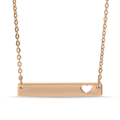 18K Gold PVD Blank Cutout Heart Bar Necklace
