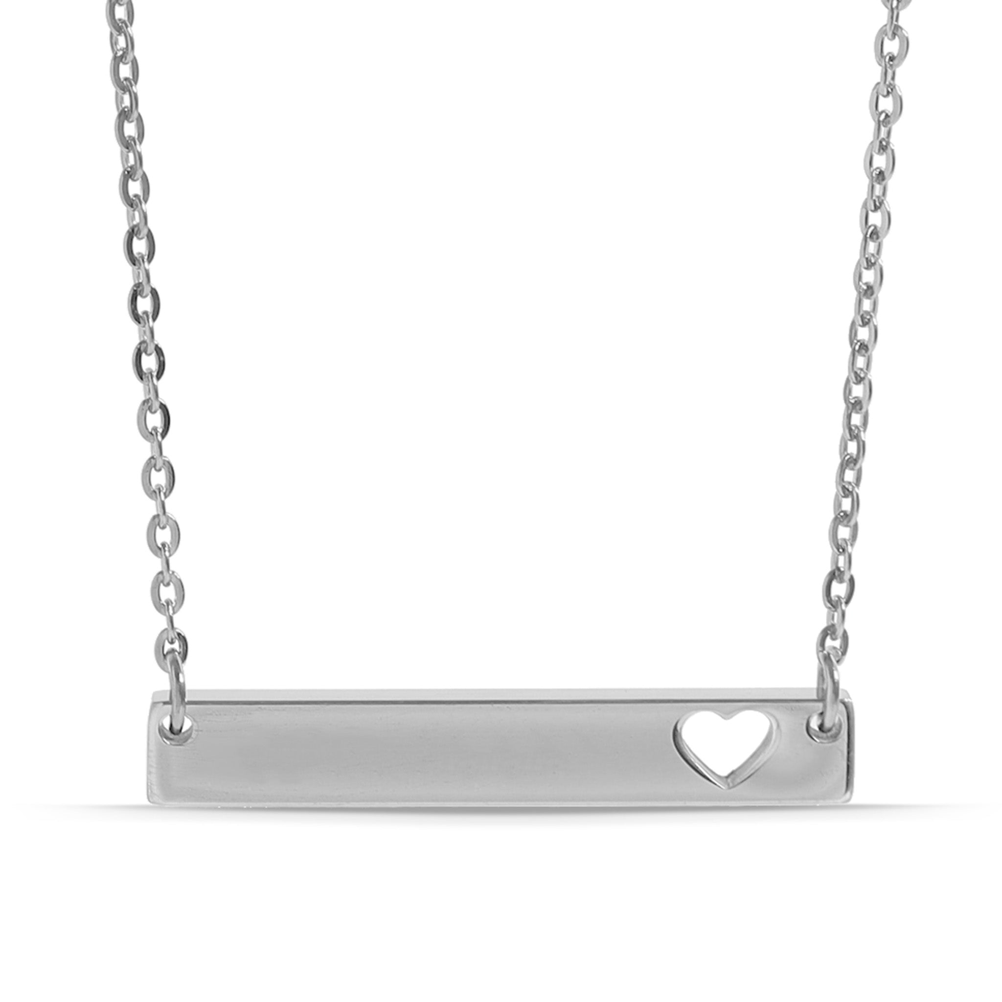 18K Gold PVD Blank Cutout Heart Bar Necklace