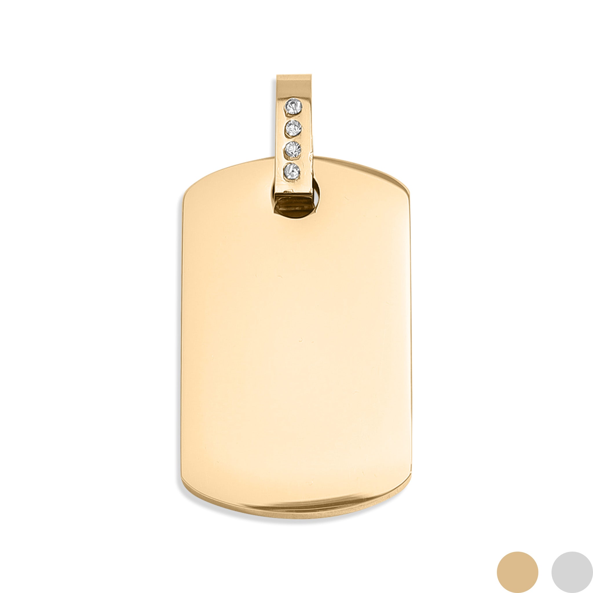 18K Gold PVD Stainless Steel CZ Dog Tag Pendant