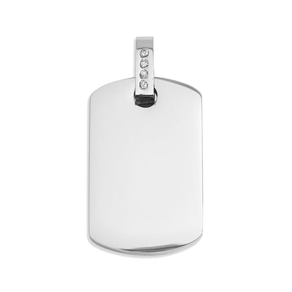 18K Gold PVD Stainless Steel CZ Dog Tag Pendant