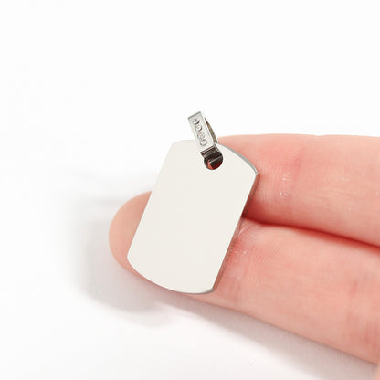 18K Gold PVD Stainless Steel CZ Dog Tag Pendant