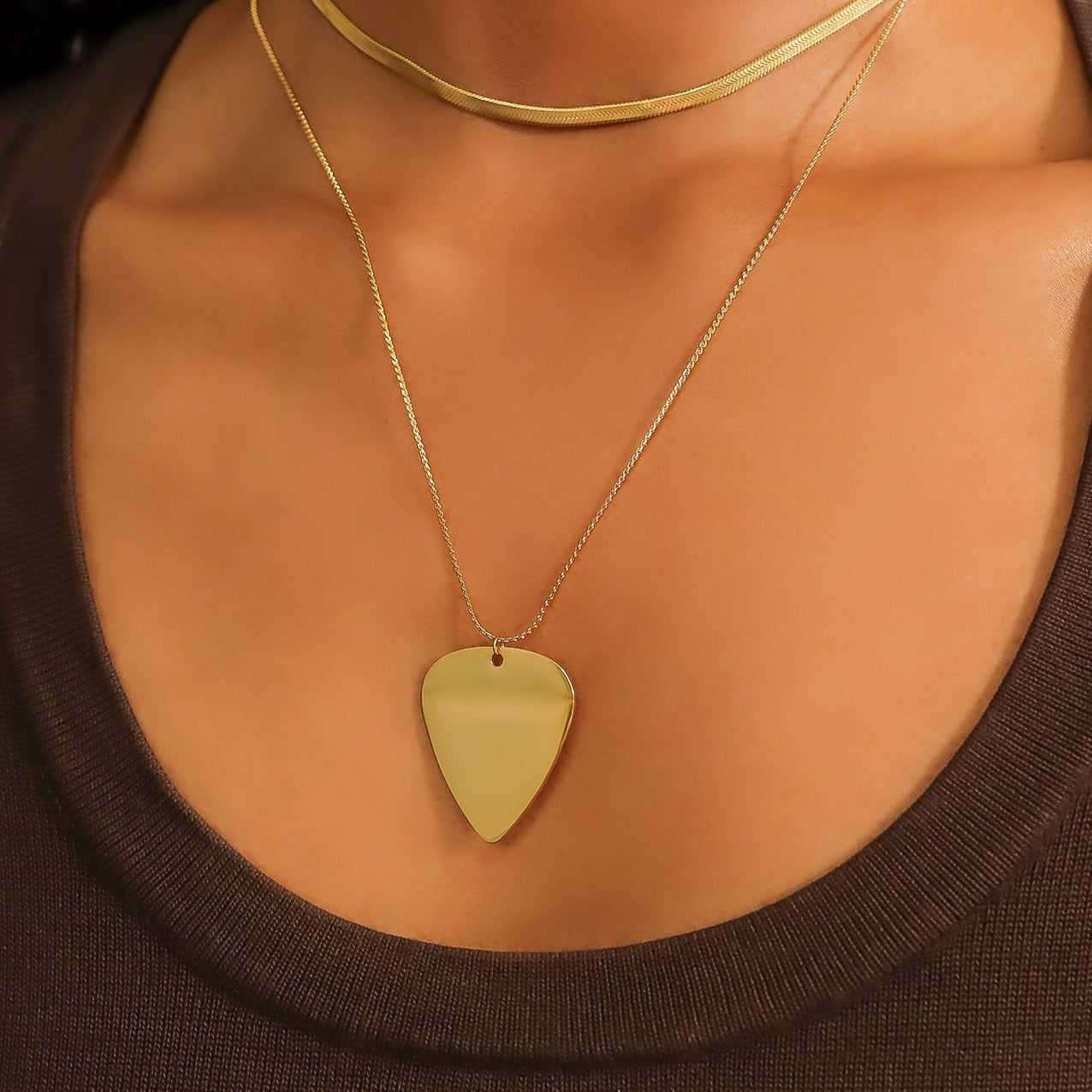 18K Gold PVD Blank Stainless Steel Guitar Pick Pendant