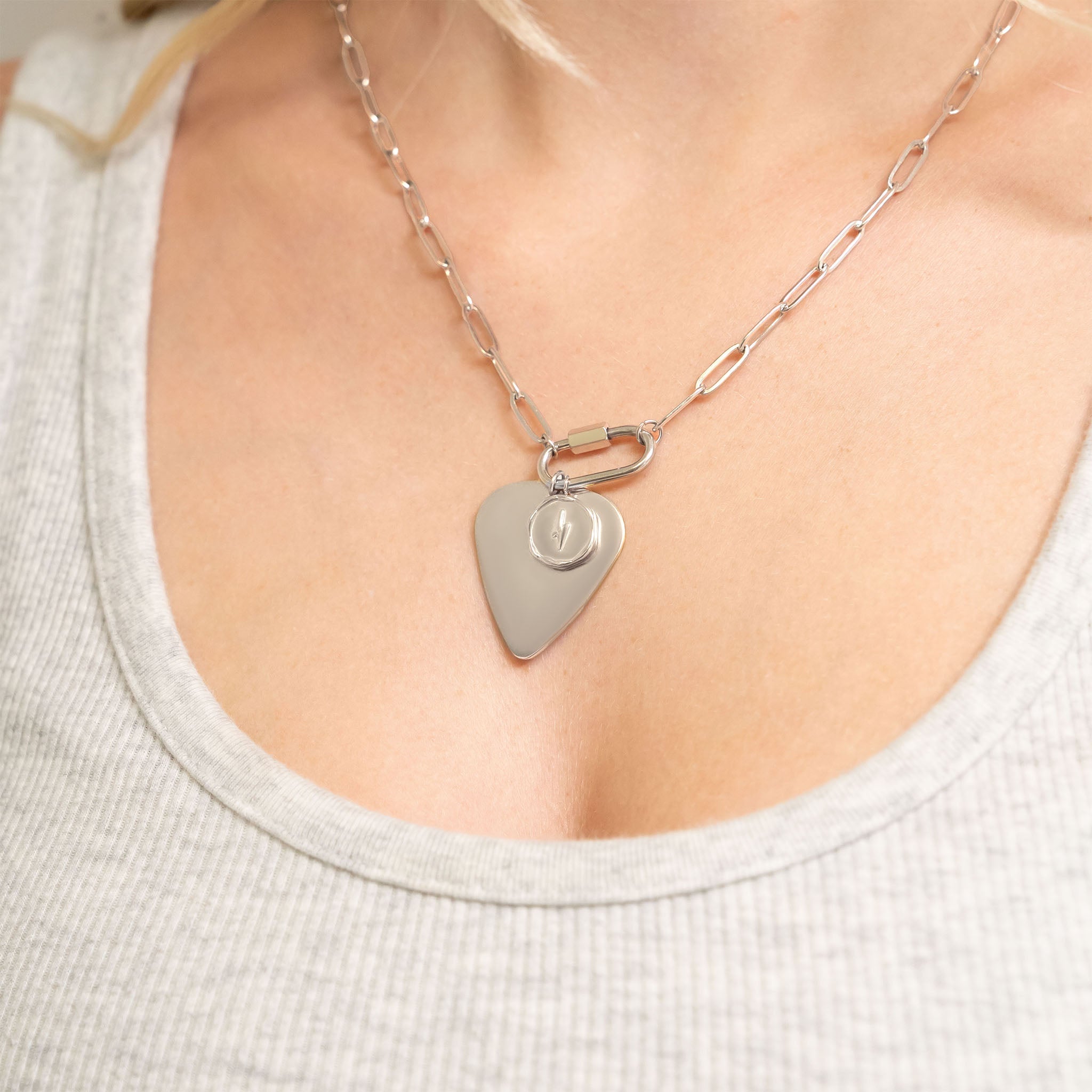 18K Gold PVD Stainless Steel Lightning Bolt Pendant
