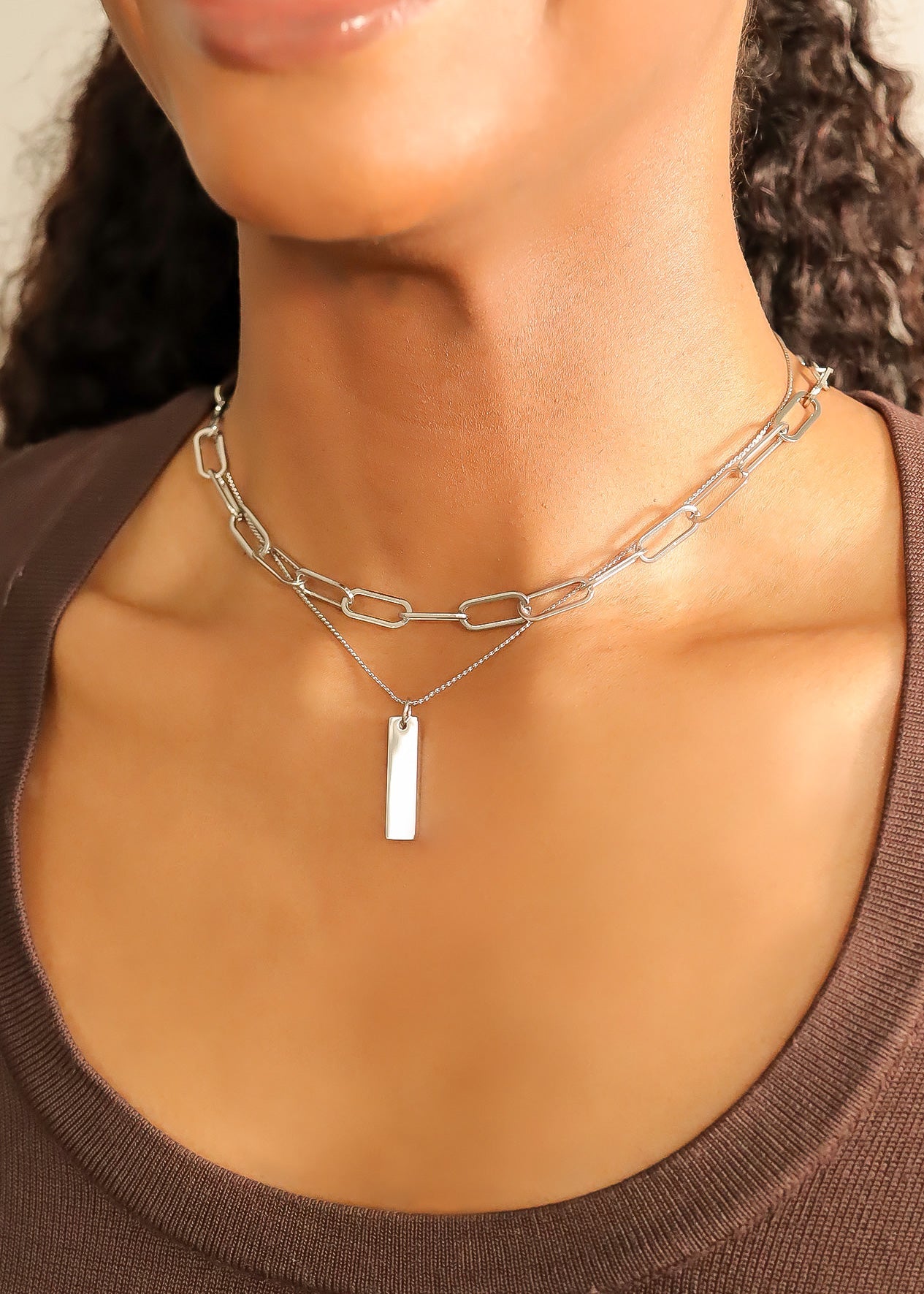 Stainless Steel Polished Vertical Blank Bar Pendant