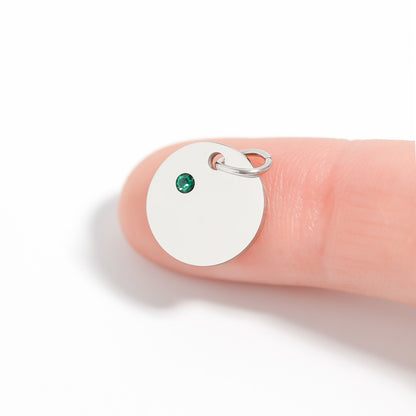 Stainless Steel 1/2" CZ Birthstone Blank Circle Pendant