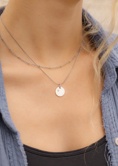 Stainless Steel 1/2" CZ Birthstone Blank Circle Pendant