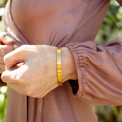 18K Gold PVD Stainless Steel Engravable Blank Cuff Bracelet