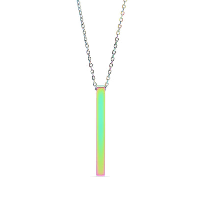 18K Gold PVD Stainless Steel Square 4 Sided Vertical Blank Bar Necklace