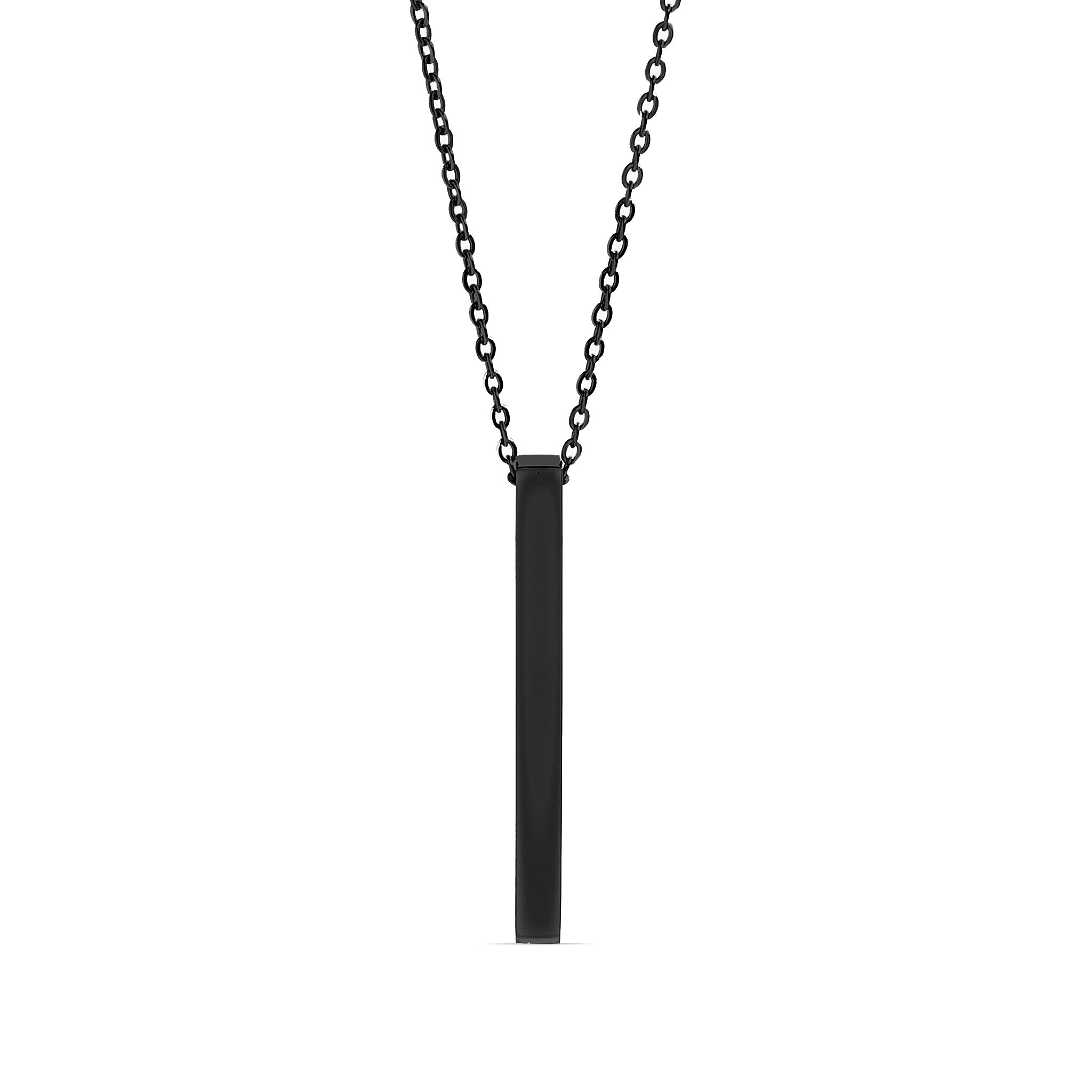 18K Gold PVD Stainless Steel Square 4 Sided Vertical Blank Bar Necklace