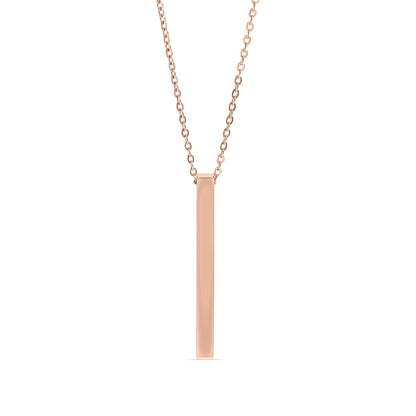 18K Gold PVD Stainless Steel Square 4 Sided Vertical Blank Bar Necklace