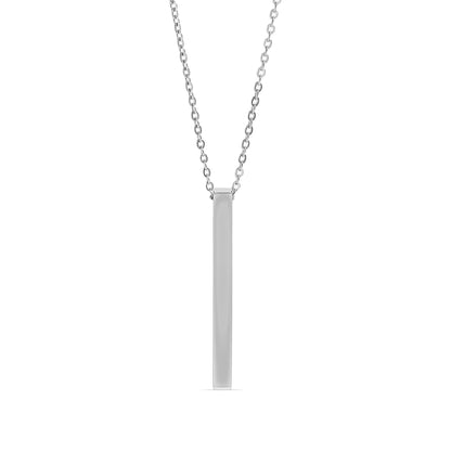 18K Gold PVD Stainless Steel Square 4 Sided Vertical Blank Bar Necklace
