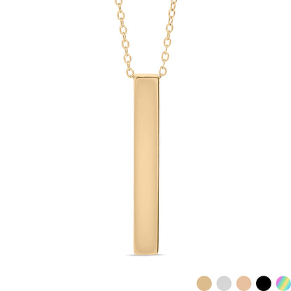 18K Gold PVD Stainless Steel Large Square 4-Sided Vertical Bar Polished Necklace