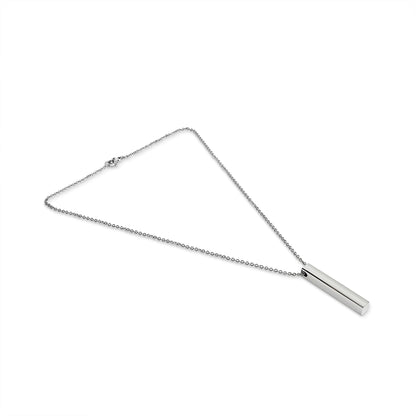 18K Gold PVD Stainless Steel Large Square 4-Sided Vertical Bar Polished Necklace