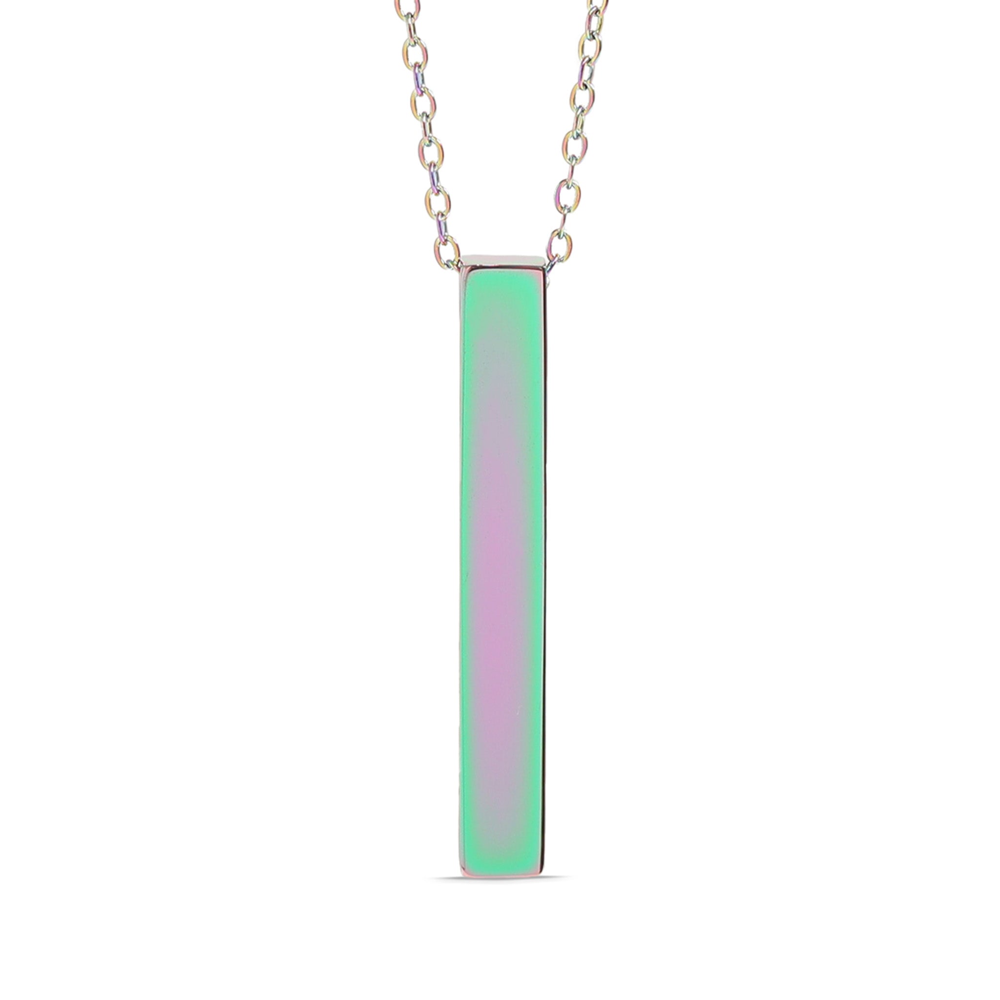 18K Gold PVD Stainless Steel Large Square 4-Sided Vertical Bar Polished Necklace