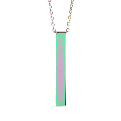 18K Gold PVD Stainless Steel Large Square 4-Sided Vertical Bar Polished Necklace