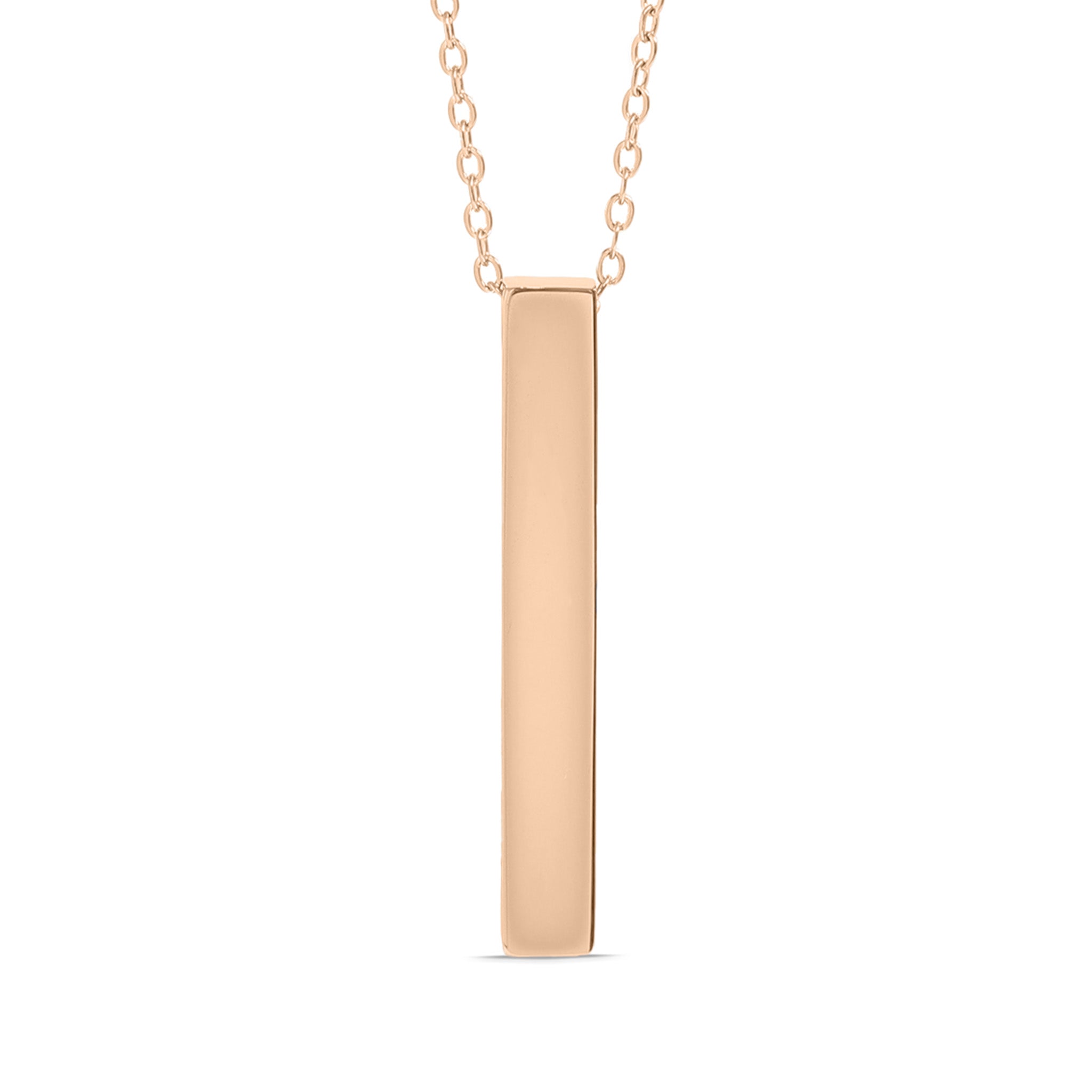 18K Gold PVD Stainless Steel Large Square 4-Sided Vertical Bar Polished Necklace