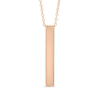 18K Gold PVD Stainless Steel Large Square 4-Sided Vertical Bar Polished Necklace