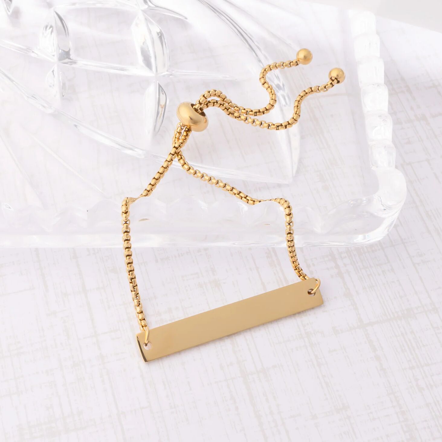 14K Gold Filled PLUS Flat Adjustable Blank Bar Bracelet