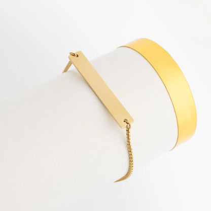 14K Gold Filled PLUS Flat Adjustable Blank Bar Bracelet