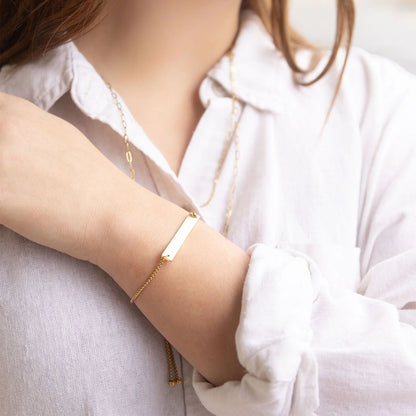 14K Gold Filled PLUS Flat Adjustable Blank Bar Bracelet