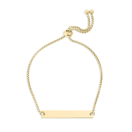 14K Gold Filled PLUS Flat Adjustable Blank Bar Bracelet