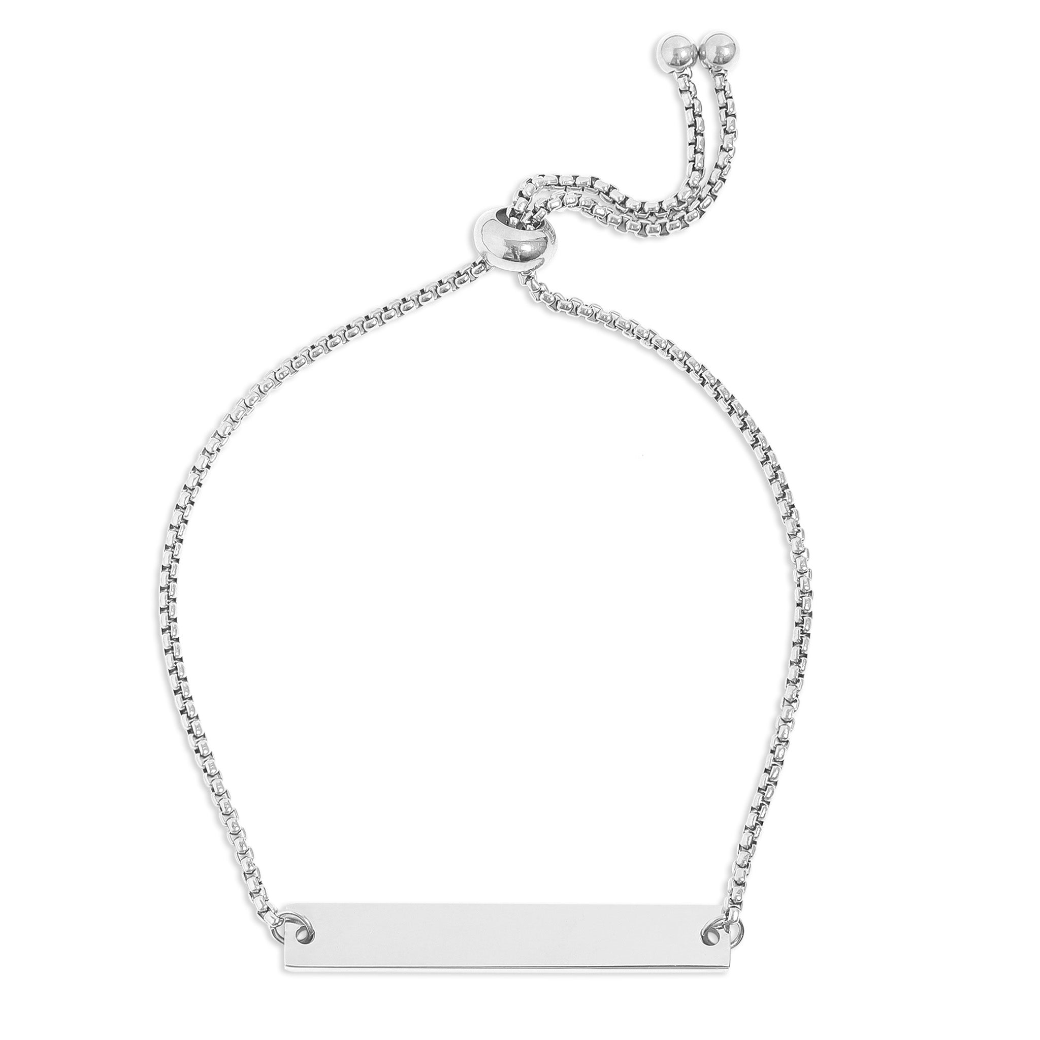 18K Gold PVD Stainless Steel Flat Adjustable Blank Bar Bracelet