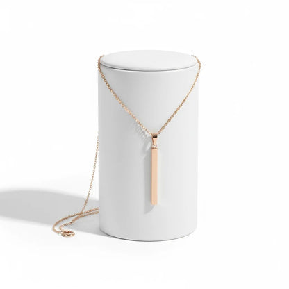Square 4 Sided Vertical Bar Polished Stainless Steel Necklace With Top Bail