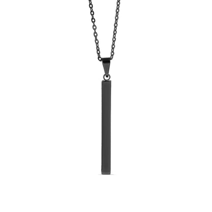 Square 4 Sided Vertical Bar Polished Stainless Steel Necklace With Top Bail