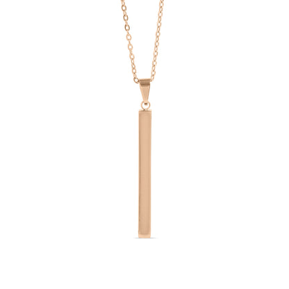 Square 4 Sided Vertical Bar Polished Stainless Steel Necklace With Top Bail