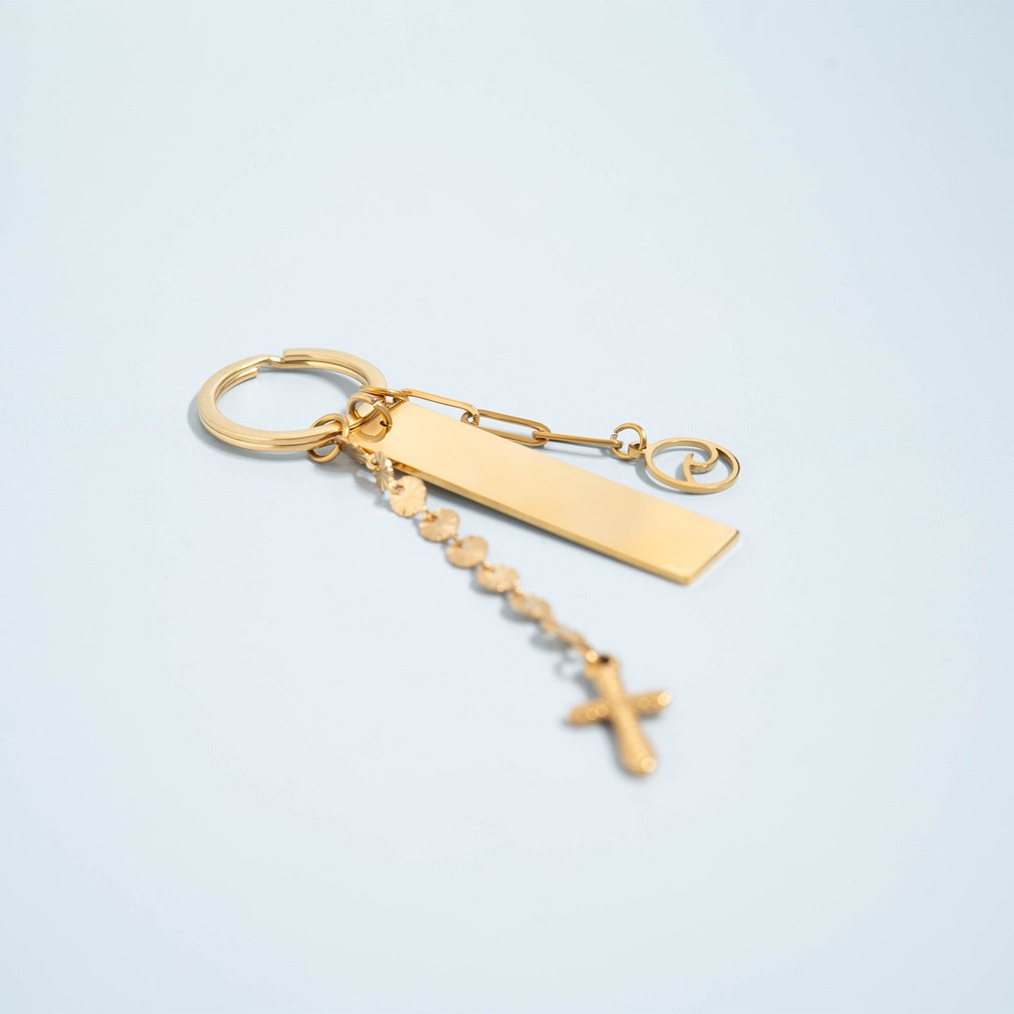 18K Gold PVD Stainless Steel Engravable Blank Keychain