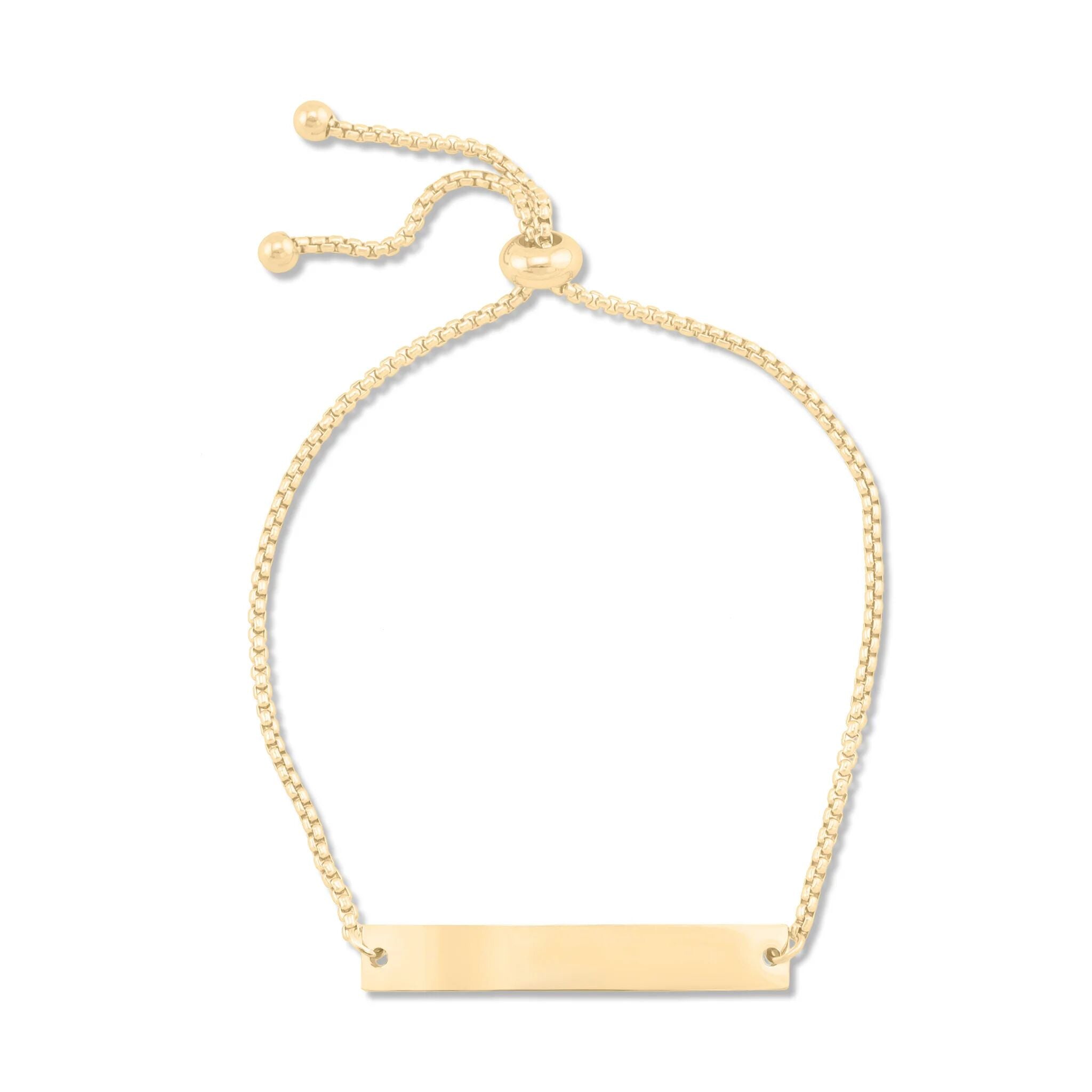 14K Gold Filled PLUS Adjustable Curved Blank Bar Bracelet