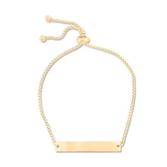 14K Gold Filled PLUS Adjustable Curved Blank Bar Bracelet