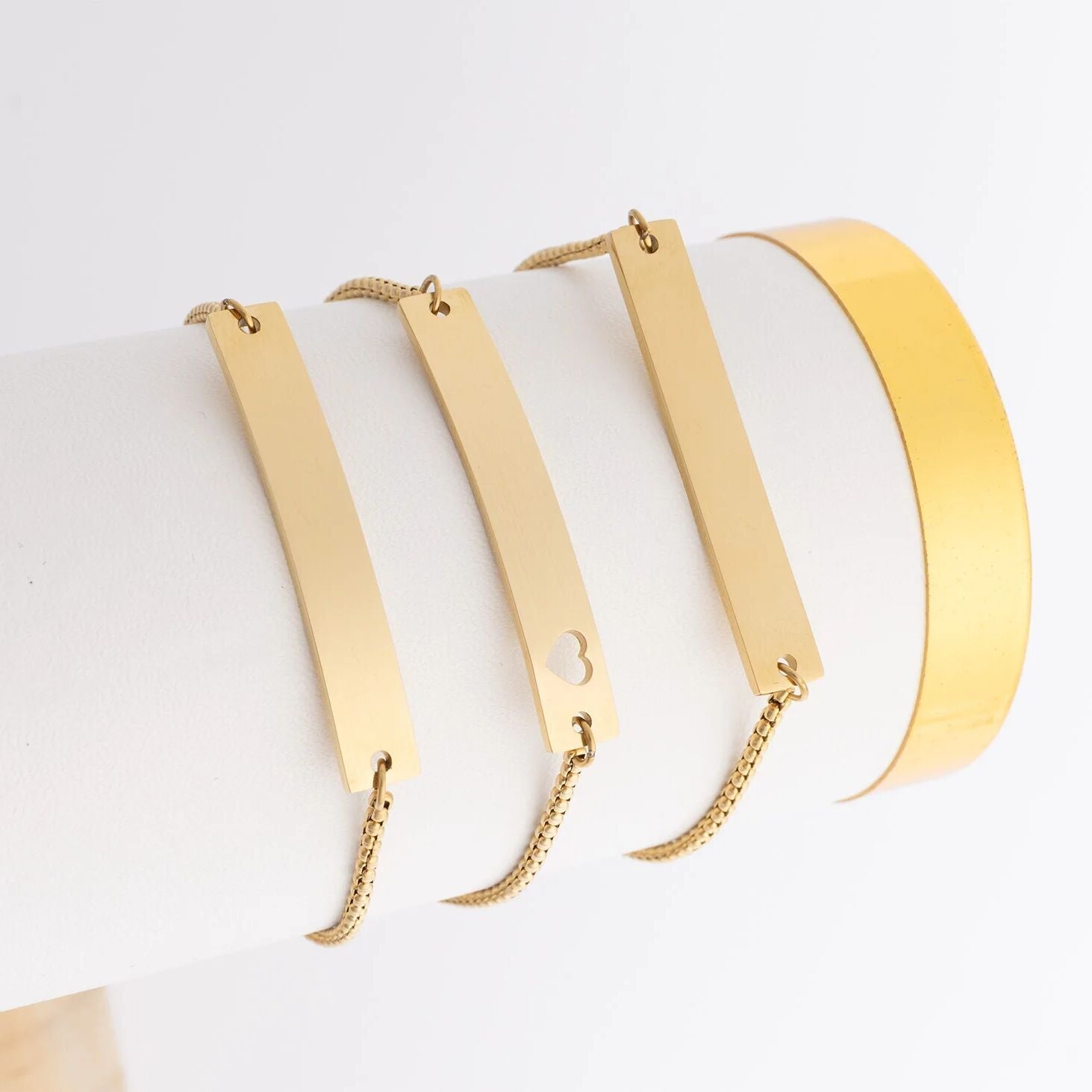 14K Gold Filled PLUS Adjustable Curved Blank Bar Bracelet