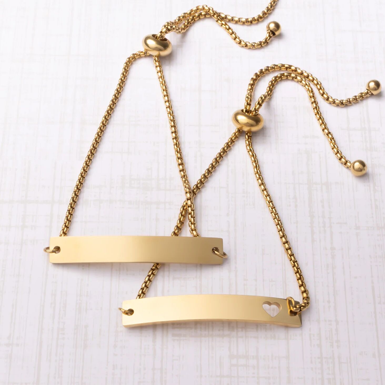14K Gold Filled PLUS Adjustable Curved Blank Bar Bracelet