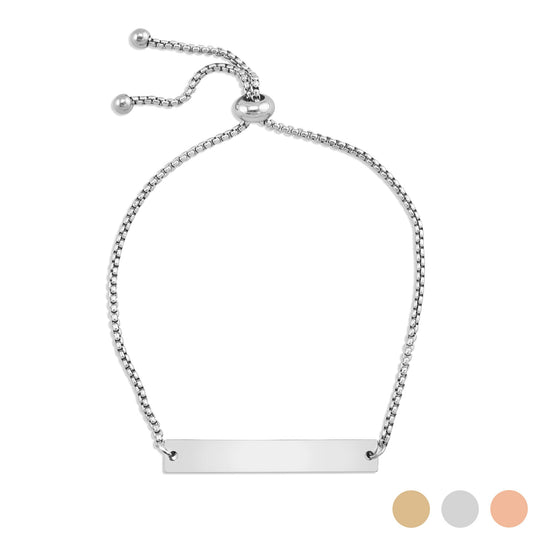 18K Gold PVD Stainless Steel Adjustable Curved Blank Bar Bracelet