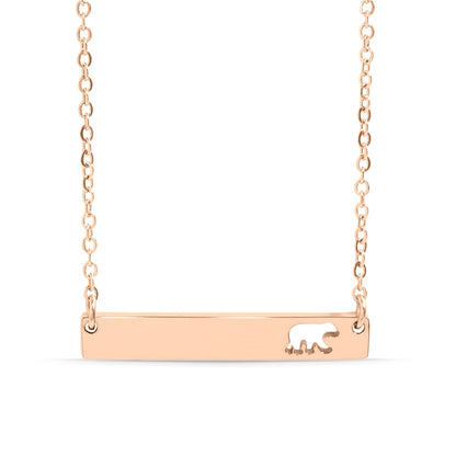 18K Gold PVD Stainless Steel Mama Bear Horizontal Bar Necklace