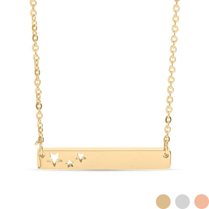 18K Gold PVD Stainless Steel Stars Cutout Horizontal Blank Bar Necklace
