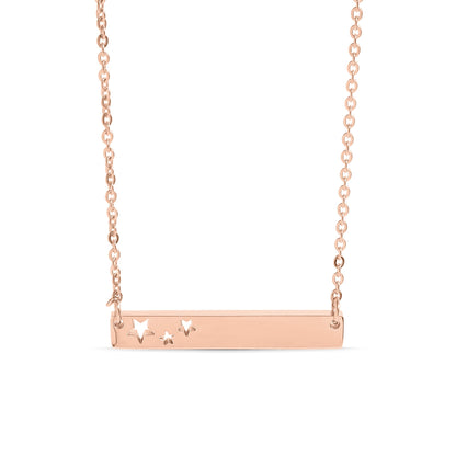 18K Gold PVD Stainless Steel Stars Cutout Horizontal Blank Bar Necklace