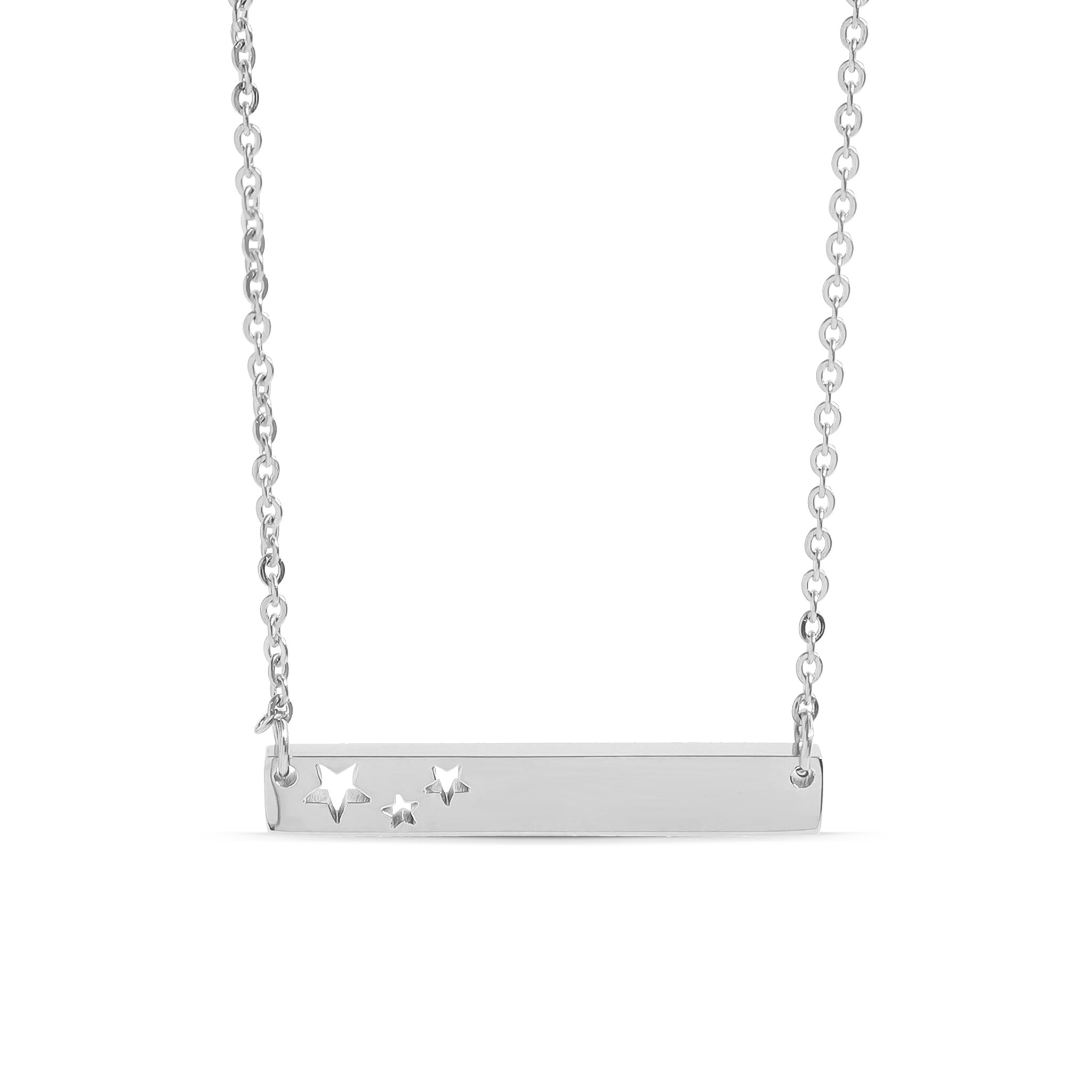 18K Gold PVD Stainless Steel Stars Cutout Horizontal Blank Bar Necklace
