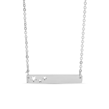 18K Gold PVD Stainless Steel Stars Cutout Horizontal Blank Bar Necklace