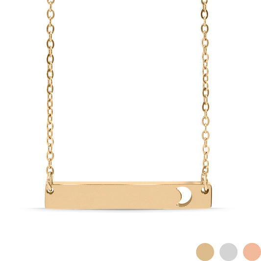 18K Gold PVD Stainless Steel Moon Cutout Horizontal Bar Necklace
